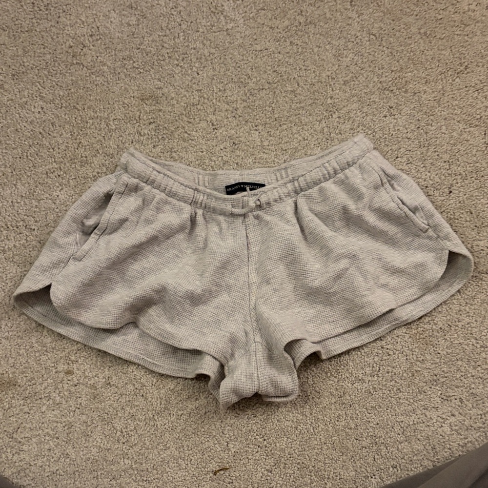 Brandy Melville Light Gray Waffle Knit Shorts